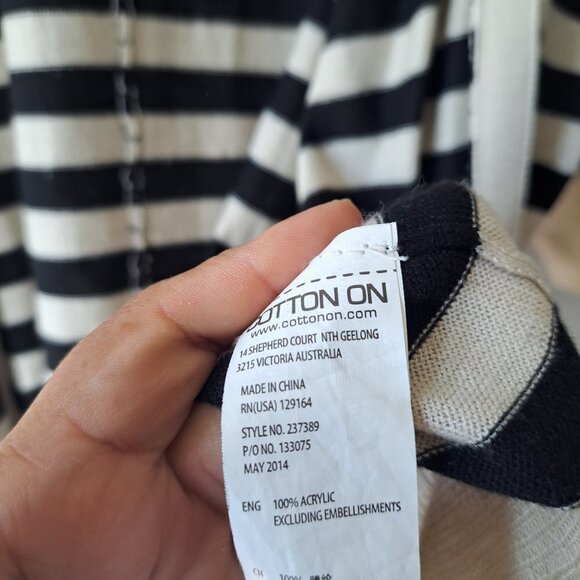 Knit Wear Striped XS Women Soft Cardigan  Open Front 3/4 Sleeve Pockets - Picture 5 of 7